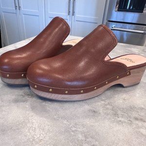 J. Crew Rich Oak Brown Leather Clog - Size 8.5 - Item AQ675
